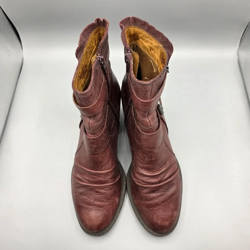 Naya Virtue Boots Women 8 Oxblood Bordo Leather Ankle Western Boho Anthropologie